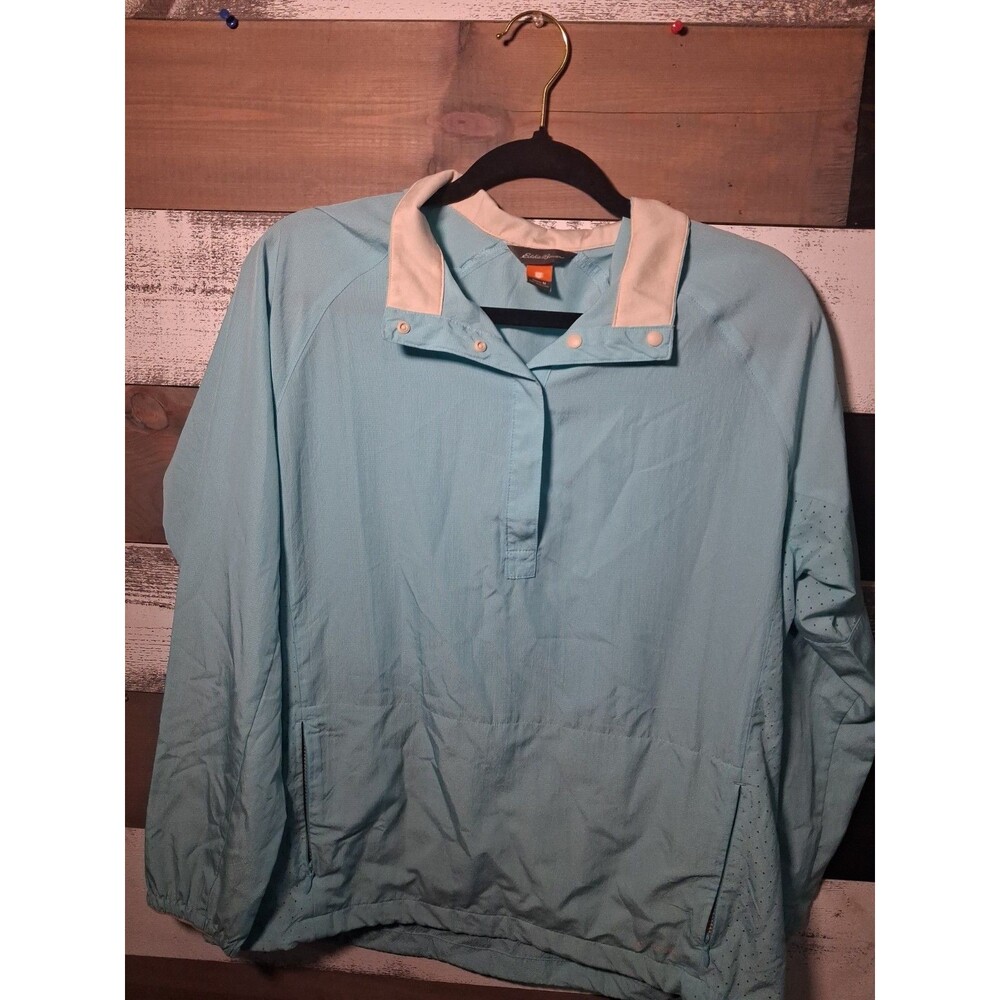 Eddie Bauer Jacket Blue Womens Athleisure Pullover Golf Pockets Packable EUC